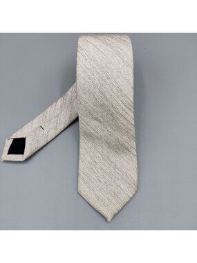 Vintage Unbranded Mens Beige Woven Textured Long Skinny Necktie